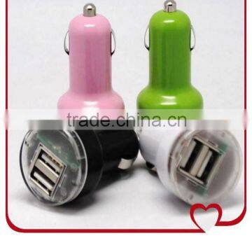 Modern Fashion Double USB cigarette car charger with CE ROHS approved for cellphone