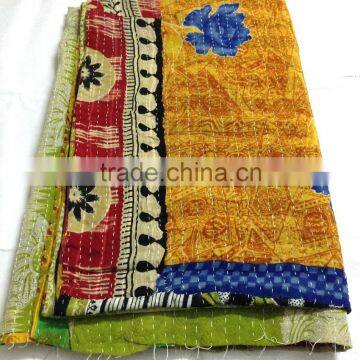 VINTAGE KANTHA BLANKET HANDMADE INDIAN COTTON WEDDING GIFTS BEDDING