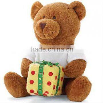 25cm lovely plush soft Brown teddy bear with gift and clothes