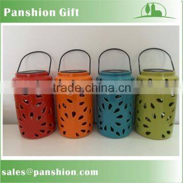 Multiple colors garden rechargeable solar ceramic lantern