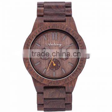Man Wooden Watch Skin Gray Wooden Case Even Strap / Japan's Six-Pin With A Calendar Movement photo-2
