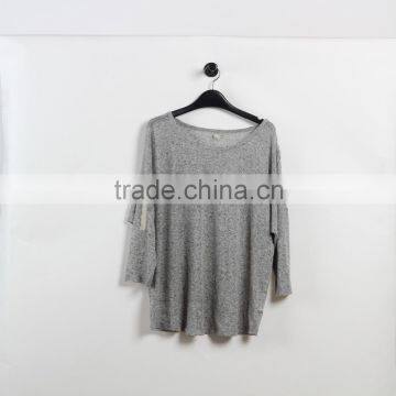 O-neck softextile t-shirt ladies t shirt oem custom shirt dark grey plus size cheap price