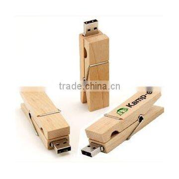 Low price wooden clothespin USB flash drive, custom usb wood 4gb, wood usb flash 2.0 memory