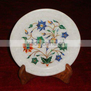 Pietra Dura Marble Decorative Handmade Plate