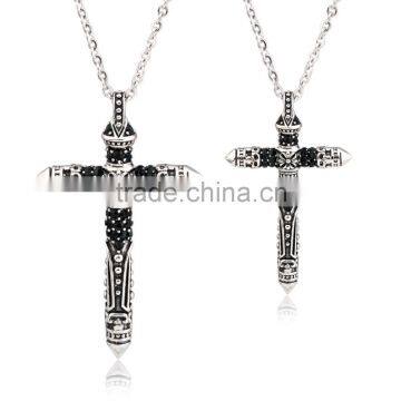 Fashion Stock Stainless Steel Crystal Pendant With Cross Design FP50027