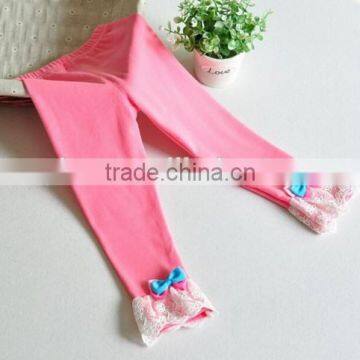 Wholesale Little Princess Flower Lace Leggings Custom High Quality Thin Cotton Baby Trousers