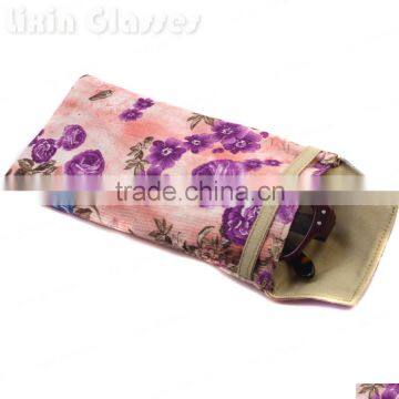 New Hot Selling Soft Cloth Bag Sunglasses Glasses Pouch Purple Pink Flower Eyewear Accessories Mobile Phone Bag 90*180mm BDH06D photo-3