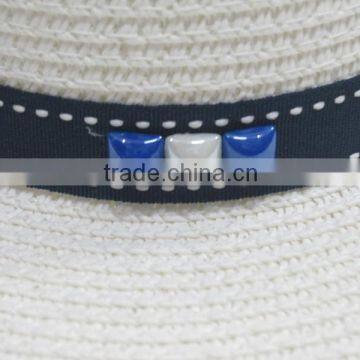 New Cheap Fashion Wholesale Striped White Paper Panam Customized Unisex Straw Hat photo-2