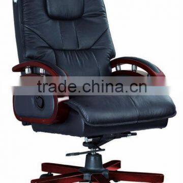 clasical leather swivel executive chair with wodden legs and armrest