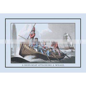 A Ship's Boat Attacking a Whale 12x18 Giclee on canvas