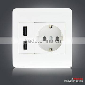 2100mAh Home Wall Charger Socket Plate Connector EU Plug Dual USB Ports Power Outlet Adapter Panel photo-2