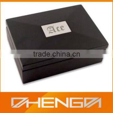 High quality customized made-in-china Varnished Wooden Box with Metal Plate