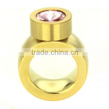 stainless steel 2014 8k gold plated diamond engagment brand women ring