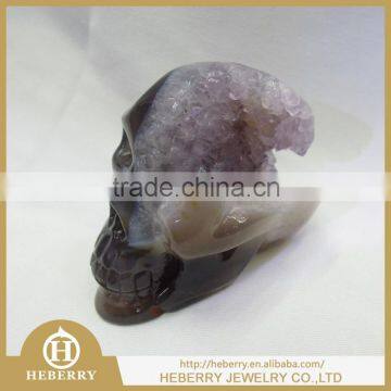 Special shape natural amethyst Alien long crystal skull/natural amethyst crystal skull