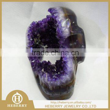 semi precious gemstone skull amethyst skull for sale with geode all by handmade