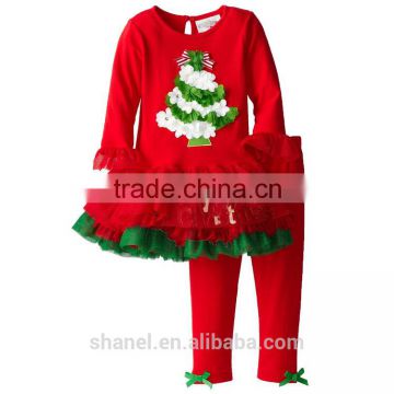 new arrival 2015 Girls christmas tree suits new year/christmas fancy suit