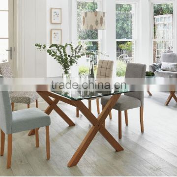 wooden 8mm tempered glass dining table