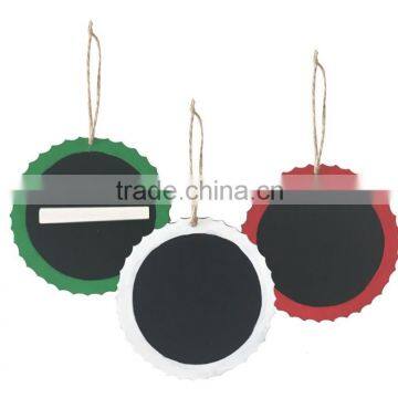 XMAS Wooden round chalkboard hanging ornaments memo blackboard hanging decoration for home decorative or promotion gifts in chri