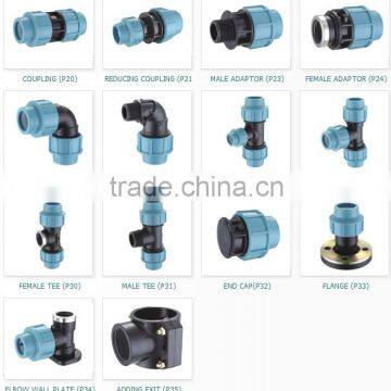 Factory supply hdpe / pp compression fittings equal coupling reducer