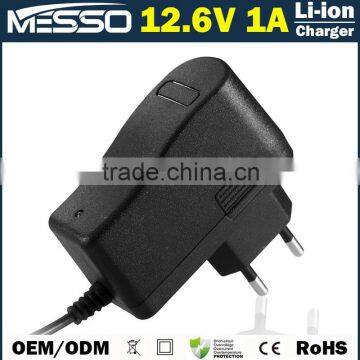 12.6V 1A Li-ion Battery Charger 100-240V 50-60Hz Charger 12.6V 1A Lithium Battery Charger