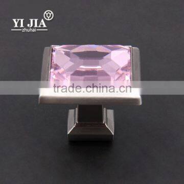 Factory Directly Pink Square Crystal Cabinet Glass Knob