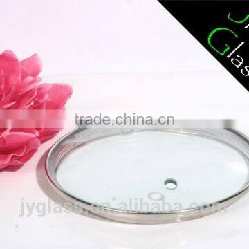 Transparent Tempered Glass Lid With Stainless Steel Rim photo-3