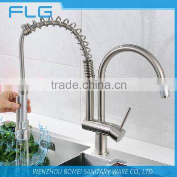 Commercial Style Lead Free Nickel Brushed UPC Pull Down And Rotating Spout Combined In One Kitchen Sink Faucet Mixer Tap FLG3763 photo-2
