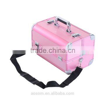 Soozier 14" Lockable Professional Cosmetic Makeup Travel Train Case - Pink