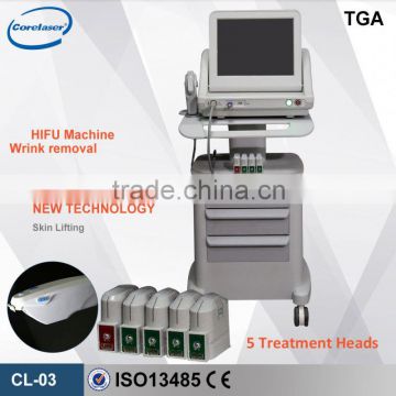 Deep Wrinkle Removal Portable Multifunctional 3 Cartridge Hifu Machine / Hifu Face Lift 2000 Shots