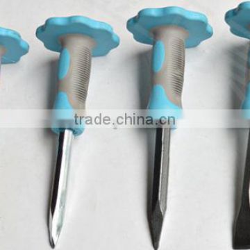 Rubber handle stone chisel,chisel with hand grip