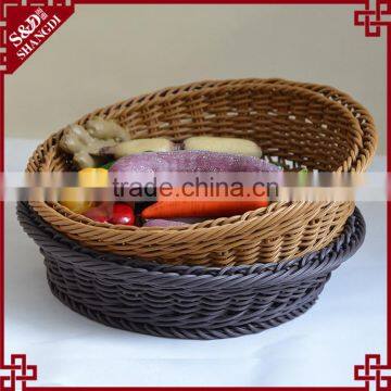 Used food dispaly tools PE wicker woven round shape bulk supermarket or kitchen vegetable storage baskets