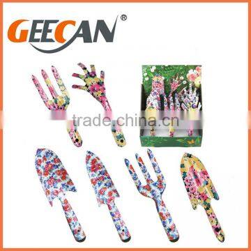 Nice and best selling well garden tool set with gift box floral printing garden tool set