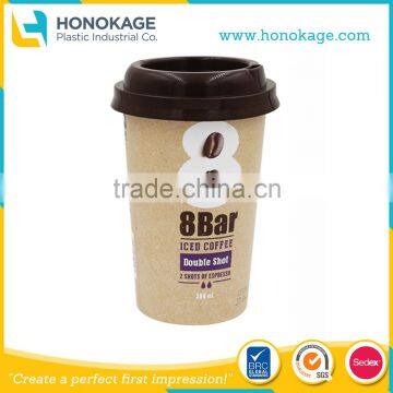 IML Plastic Coffee Cups with Lids wholesale,PP Custom Printed Coffee Mugs Manufacturers