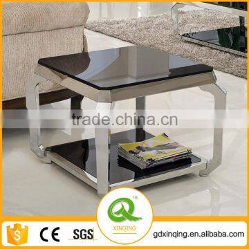 D333 Modern Stainless Steel Furniture Tempered Glass Mirror Side Table