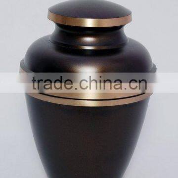 Metal Brass funeral caskets and urns Black Cremation Urns With Front Broad Border On The Front