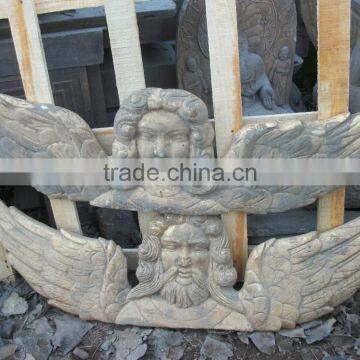 Antique Wooden Carving Angel Wall Relief Sculpture photo-2