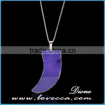 Ivory Shape Genuine Natural Agate Necklace Crystal Stone Pendant Necklace photo-5