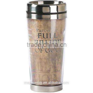 2017 New Magic Stainless Steel Travel Mug With Plastic Outer