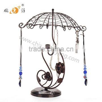 Flower umbrella shape metal jewelry display stand for earring