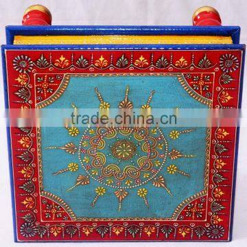 Indian Handcrafted Painted Wooden Bajot