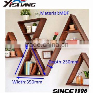 Triangle Pine Wood Decorative Wall Shelf for Home photo-3