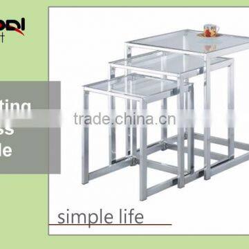 High Quality Durable Tempered Glass Coffee Nesting Metal Side Table photo-5