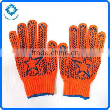 TOP Quality PVC Dotted Cotton Gloves With Star Dots For Ukraine Market