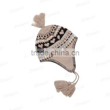 Jacquard Knitted warm winter ski hats for kids children women beautiful design