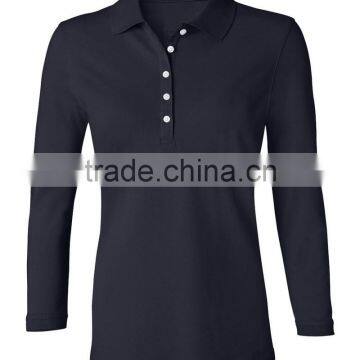 High quality 100 polyester long sleeve dri fit polo shirt for women