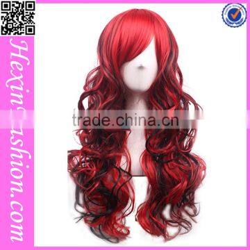 Newest Red Mixed Black Body Wave Cosplay Wig Wholesale photo-2