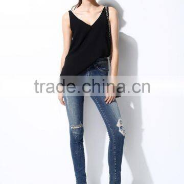 new style autumn girls long scratch sexy tight ripped jeans customized