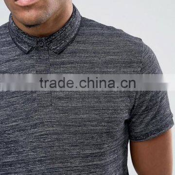 Cheapest Custom Short Sleeve Button Placket Flesh Design Black Men's 100% Cotton 200g Casual Polo T-Shirt photo-3