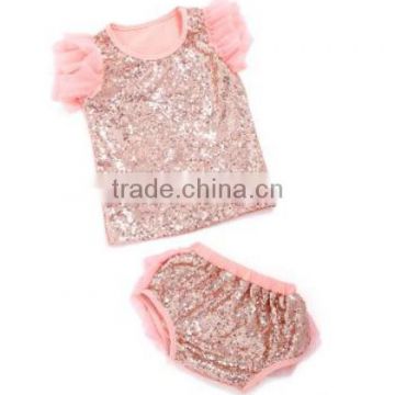 2017 Wholesale Children Boutique Clothing Baby Clothes Wear In Fall , High Quality Sequin Baby Shiny Outfits