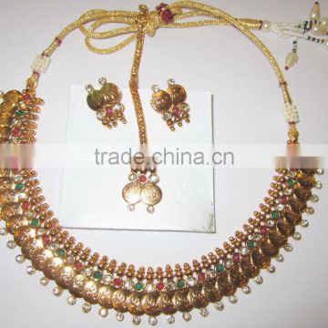 Coin gold tone necklace EARRING set